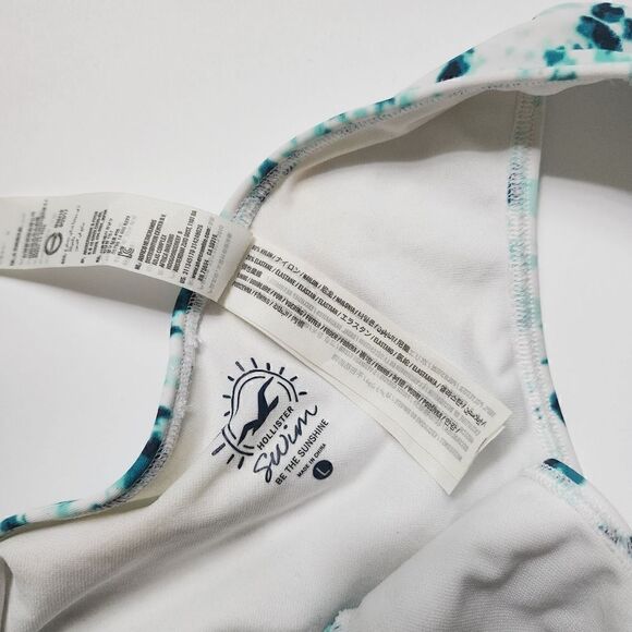 Hollister Swim Blue & White Tie Dye Bikini Size 36B Top & Large Bottom - Picture 8 of 11